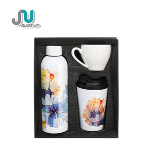 مجموعة 3 في 1 تشمل قارورة فراغية من الفولاذ المقاوم للصدأ سعة 500 مل وكوب قهوة فراغي سعة 300 مل وكوب سيراميك للهدايا الترويجية للأعمال وحفلات الزفاف - Product Image 2