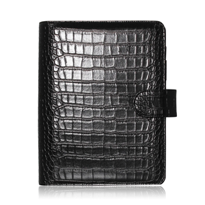 Couverture de carnet A5 en cuir croco noir |   Agenda en cuir PU de qualité supérieure |   Également disponible sans anneaux pour demi-lettre - Product Image 1