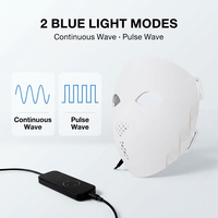 Masque facial LED sans fil portable, thérapie par lumière rouge et bleue, appareil de beauté avec batterie rechargeable de 3000 mAh