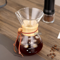 HIGHWIN Support en bois Cafetière chaude et froide Pot d'égouttement en verre Verser sur la bouilloire d'égouttement de café