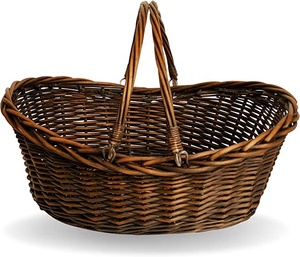 Giỏ Liễu Gai Có Tay Cầm Giỏ Thu Hoạch Dệt Bằng Tay Màu Nâu Sẫm Giỏ Hoa Liễu Gai Để Đựng Đồ, Dã Ngoại, Phục Sinh, Sắp Xếp - Product Image 1