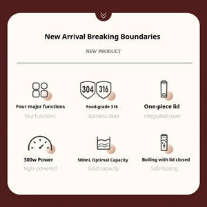 غلاية كهربائية صغيرة محمولة سعة 500 مل، كوب تسخين مياه كهربائي يمكن التحكم في درجة حرارته، غلاية للاستخدام المنزلي والسفر - Product Image 6