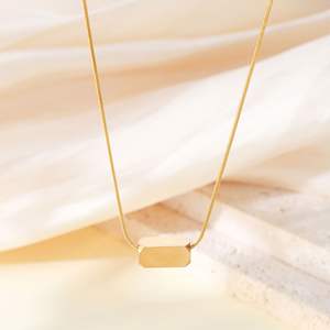 Elegante ciondolo in metallo in acciaio inox gioielli moderni per le donne minimalista geometrico orizzontale Bar collana - Product Image 3