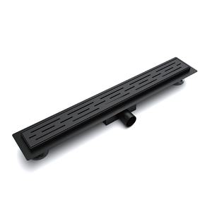 Drenaje de Piso Largo para Baño, Diseño Moderno, Negro Mate, Acero Inoxidable Lineal, con Filtro Oculto - Product Image 1