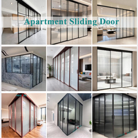 Porte coulissante télescopique en aluminium sans rail inférieur sur mesure, prix usine, pour appartement commercial, hôtel et projet de villa