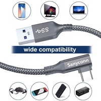 Câble de données USB 3.2 Type C à angle droit de 5 m (16 pi) et 6 m (20 pi) pour casque VR