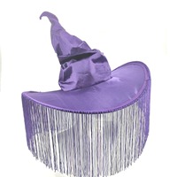 Nouveaux chapeaux plissés de sorcière et de sorcier pour Halloween, en tissu Oxford noir, accessoires de maquillage pour fêtes et rassemblements