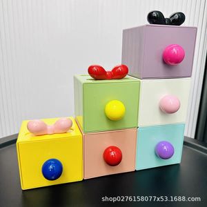 Cuentas de plástico acrílico de forma redonda para manualidades, caja de pañuelos, decoración del hogar, almacenamiento, asa de bola, estilo nórdico, suministros de artesanía - Product Image 2