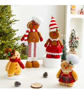Christmas Retro Telescopic Gingerbread Man Doll Cute <b>Plush</b> Doll Couple Gifts Christmas Tree Ornaments. - Product Image 6