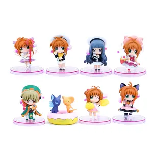 Conjunto de bonecos do captor, 8 peças/conjunto, captor, sakura, kinomoto, daidouji, tomoyo, li, syaoral, anime, brinquedos, versão q, figuras de ação, presente