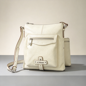Bolso bandolera de piel sintética suave con decoración de placa metálica, bolsillo frontal con cremallera, correa ajustable, bolso de hombro informal para uso diario - Product Image 3