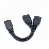 Dual USB 2.0 Stecker-zu-Buchse Y-Splitter-Adapter mit Nylon-Ummantelung für Daten- und Ladekabelverlängerung