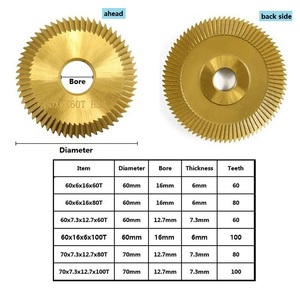 Discos de Corte HSS Dorados Resistentes de 60/70/80 mm, Cuchilla de Acero Industrial para Máquinas de Corte DIY y OEM, Trabajo de Metales - Product Image 2