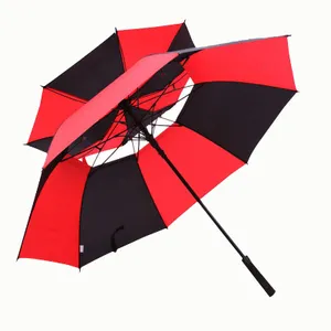 Guarda-chuva UV personalizado à prova de vento para presente com logotipo estampado guarda-chuva de carro de golfe de marca de dupla camada para chuva