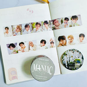 Vente en gros de Kpop Idol Group <span class=keywords><strong>Stray</strong></span> <span class=keywords><strong>Kids</strong></span> <span class=keywords><strong>MANIAC</strong></span> THE SOUND Autocollant décoratif Washi Tape Ruban de masquage - Product Image 4