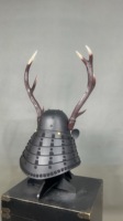 Casque de samouraï en métal Kabuto, design imitant les bois de cerf, avec masque Menpo, taille adulte, pour fêtes à thème et expositions
