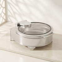 Chauffe-Plat Rond Commercial de Table en Acier Inoxydable 304 avec Fenêtre, 6L, Chauffage Électrique