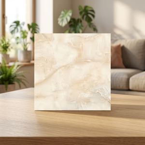 กระเบื้องปูพื้นพอร์ซเลนลายหินอ่อนแบบ Anti Onyx Book Match ขนาด 600x600 มม. ผิวมันเงา - Product Image 2