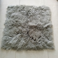 Tapis en fourrure de mouton de Mongolie de luxe écologique de qualité supérieure, sur mesure, carré, en vraie peau de mouton, couverture en fourrure à poils longs bouclés, tapis rembourré