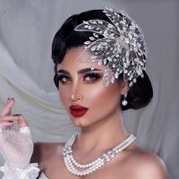 Diadème de mariée en diamants de haute qualité, fait à la main, avec des perles et des strass, peigne pour cheveux de mariage
