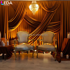 LEDA Weddings <b>Parties</b> <b>Backdrop</b> Decor High-end Luxury Style Brown Fabric Curtain Background - Product Image 1