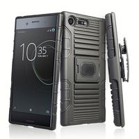 Coque antichoc hybride Armor Combo Funda Clip de ceinture pivotant en matériau PC Double béquille pour XZ Premium (G8141/G8142)