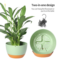 Pots suspendus, pots à fleurs avec trou d'arrosage, jardinières auto-arrosantes en plastique, décoration intérieure, fond triangulaire en chaîne, pots amovibles