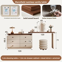 Coiffeuse de chambre en bois de style vintage, sélectionnée avec soin, avec armoire intégrée et en pin durable