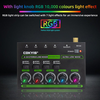COKYIS Mixeur audio professionnel RGB 4 canaux stéréo, mixeur de ligne, en métal, avec suppression du bruit, pour studio, live, DJ, monitoring