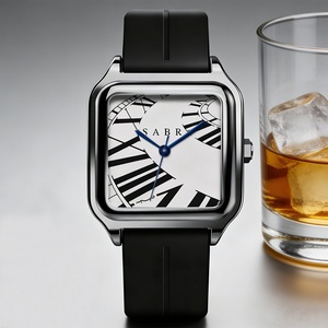 Men's Arabic Numeral Quartz Watch Rectangle Stainless Steel Alloy <b>Acrylic</b> Silicone Band Water Resistant 30M Business Watch - Product Image 5