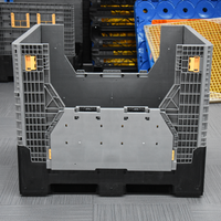 Boîte de rangement industrielle en plastique HDPE, grande, solide, pliable, empilable, isolée, pour pièces automobiles, récolte et poisson, avec manchon en maille