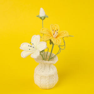 Crochet fait main fleurs en pot tricot <span class=keywords><strong>tulipe</strong></span> ampoules laine artificielle fleur plante pour la décoration <span class=keywords><strong>de</strong></span> la maison bureau bonsaï - Product Image 6