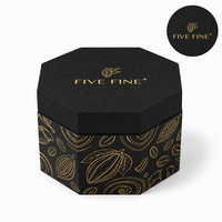 Boîte cadeau en carton rigide de forme octogonale blanche et noire avec logo personnalisé, emballage de luxe pour chocolat, emballage de gâteau de lune