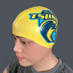 Gorro de natación de competición mágica de silicona para entrenamiento de arena personalizado, gorro de natación sin costuras para mantener el cabello seco