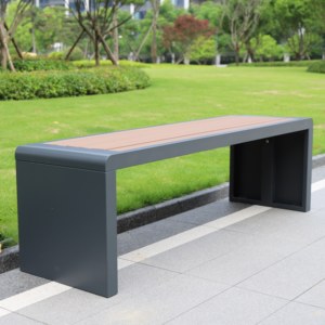 Panca Moderna <span class=keywords><strong>da</strong></span> Esterno con Struttura KD, Sedia Lunga in WPC per Parco, Panca <span class=keywords><strong>da</strong></span> <span class=keywords><strong>Giardino</strong></span> in Acciaio Zincato 1.5m 1.8m, Seduta Pubblica Stradale - Product Image 4