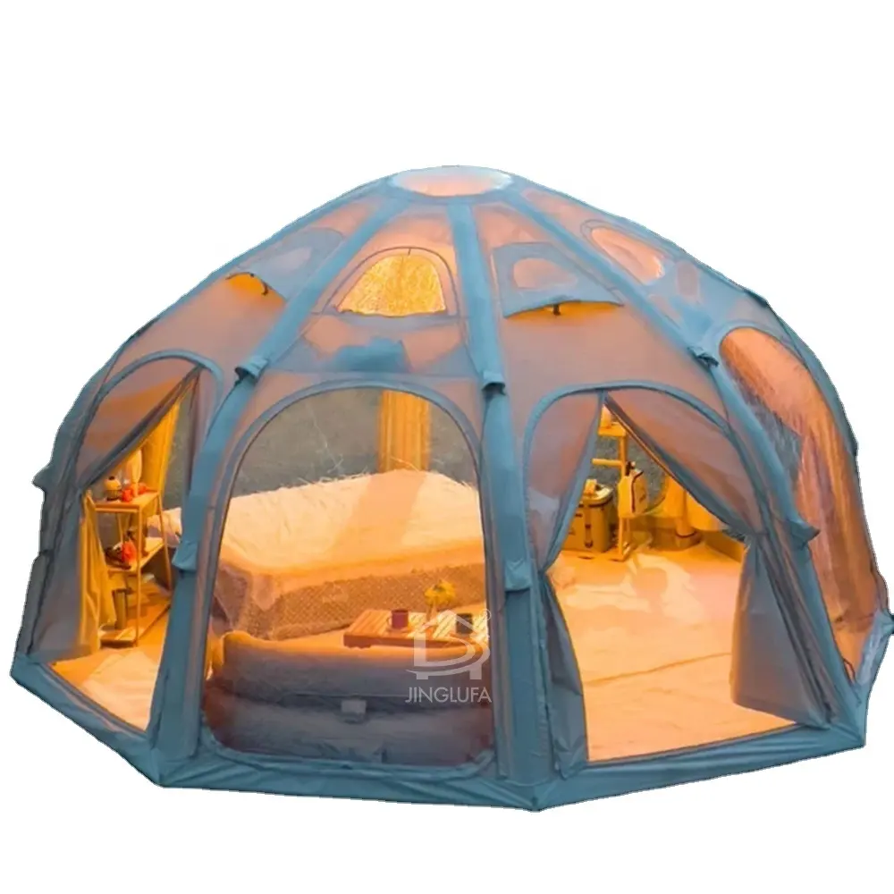 Mở rộng không khí Inflatable bóng tài khoản bên ngoài cắm trại 360 độ toàn cảnh đầy sao lều không gian lớn bông lều