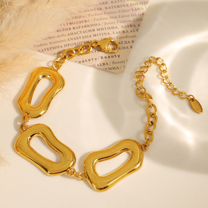 European American Style Geometric Stainless Steel Necklace <b>Bracelet</b> <b>Set</b> Women's Party Jewelry Chunky Chain Minimalist Design - Product Image 3