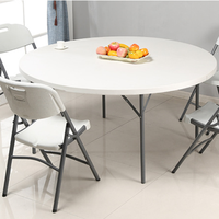 Tables de fête en plastique rondes semi-pliantes d'extérieur en HDPE blanches de 4 pi x 6 pi