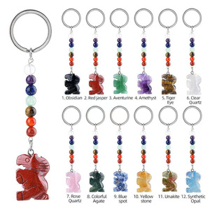 Llavero <span class=keywords><strong>de</strong></span> Caballo <span class=keywords><strong>de</strong></span> Cristal Natural, Gema Energética Curativa, Cristal Tallado a Mano, Amuleto Espiritual para Bolsa, Cuarzo, Llavero <span class=keywords><strong>de</strong></span> 7 Chakras para Regalo - Product Image 1