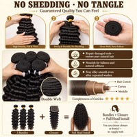 Extensions de cheveux humains naturels brésiliens non traités, ondulés, à pointes épaisses, 20-26 pouces, 12A, 100% naturels, en lot