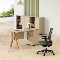 Bureau de direction en forme de L avec meuble de rangement, pieds en bois en forme de A, pour mobilier de bureau à domicile, vente en gros directe d'usine