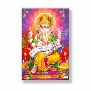 Lord Ganesha Hindu God <b>Art</b> Deco Canvas Print Elegant Indian <b>Wall</b> Hanging Decor Gift Clear <b>Framed</b> Panel - Product Image 2