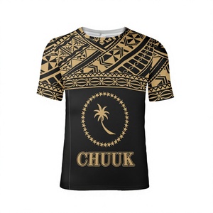 T-shirt personnalisé pour homme grande taille, imprimé drapeau Chuuk, col rond, manches courtes, tricoté, streetwear décontracté - Product Image 4