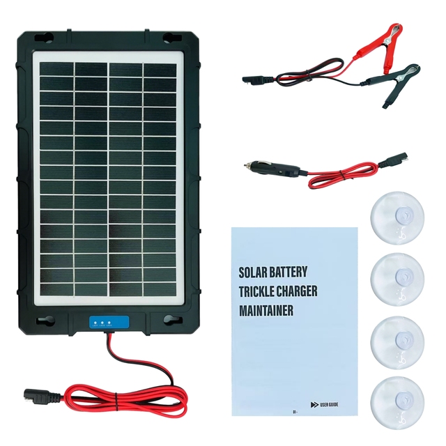 12V 7.5W Portable Waterproof Solar Panel Battery Trickle Charger Maintainer for Car Motorcycle Boat Marine RV Trailer