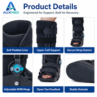 Botte de marche médicale réglable avec cadre rigide, bout ouvert, support multi-sangles pour la cheville et le pied, idéale pour la récupération post-opératoire