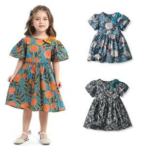 Vestidos de manga corta con estampado floral para niñas, ropa informal de verano disponible en 3 colores