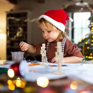 YUYANG Décoration de Noël traditionnelle de 18 cm, <span class=keywords><strong>casse</strong></span>-<span class=keywords><strong>noisette</strong></span> en <span class=keywords><strong>bois</strong></span> à <span class=keywords><strong>peindre</strong></span> soi-même avec autocollants, ornements pour la maison - Product Image 3