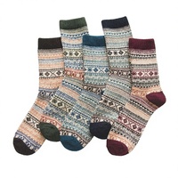 Chaussettes mi-mollet épaisses ethniques vintage automne-hiver en mélange de polyester avec logo personnalisé OEM