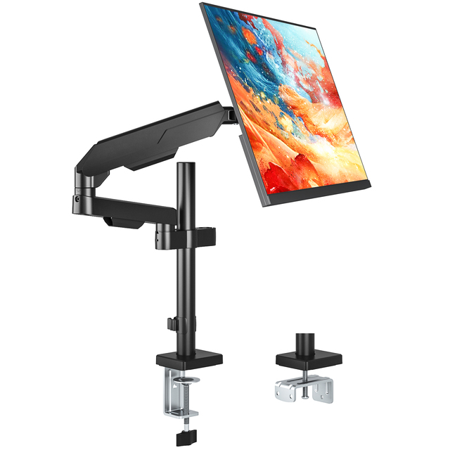 Single Monitor Arm Desk Mount Stand Adjustable Gas Spring Monitor Holder Fits 13-34 Inch Screens VESA 75x75 100x100 Full Motion