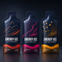 Gel énergétique en sachet de forme spéciale, imprimé sur mesure, sachet à fond plat de forme irrégulière pour l'emballage de nutrition sportive à presser